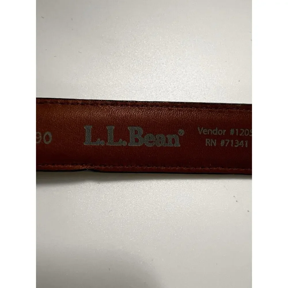LL Bean Men’s Black Full Grain Leather Belt Made‎ in USA Sz 45”-49” Classic